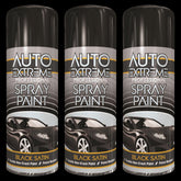 3X Auto Extreme Pro Satin Black Spray Paint 400ml Spray Paint